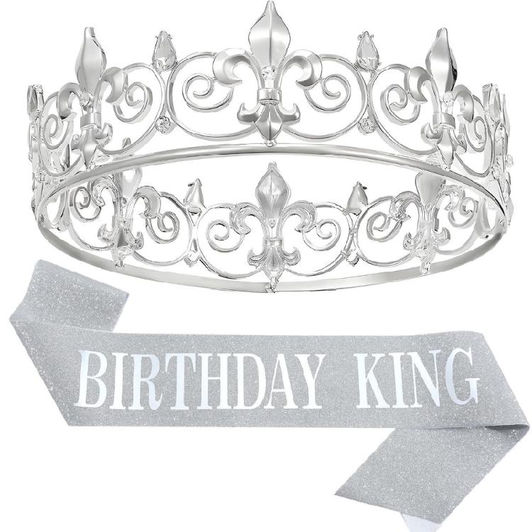 Men's Birthday Party Sash With Elegant Crown Glitter for Men To Stand Out King Headpiece Photo Props
