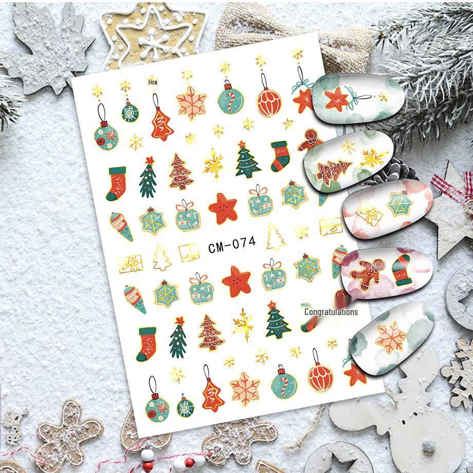 Gold Snowflake Santa Claus Christmas Nail Stickers