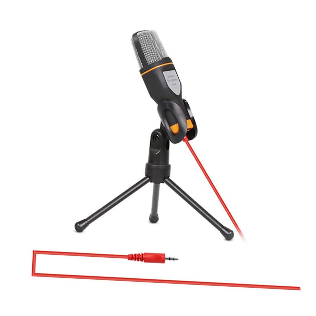 SWOOMEY Condenser Microphone with Holder MSN Noise Suppression Portable Microphone for PC Karaoke Clip, 3.5mm Plug, Podcast, Skype, Compatible,