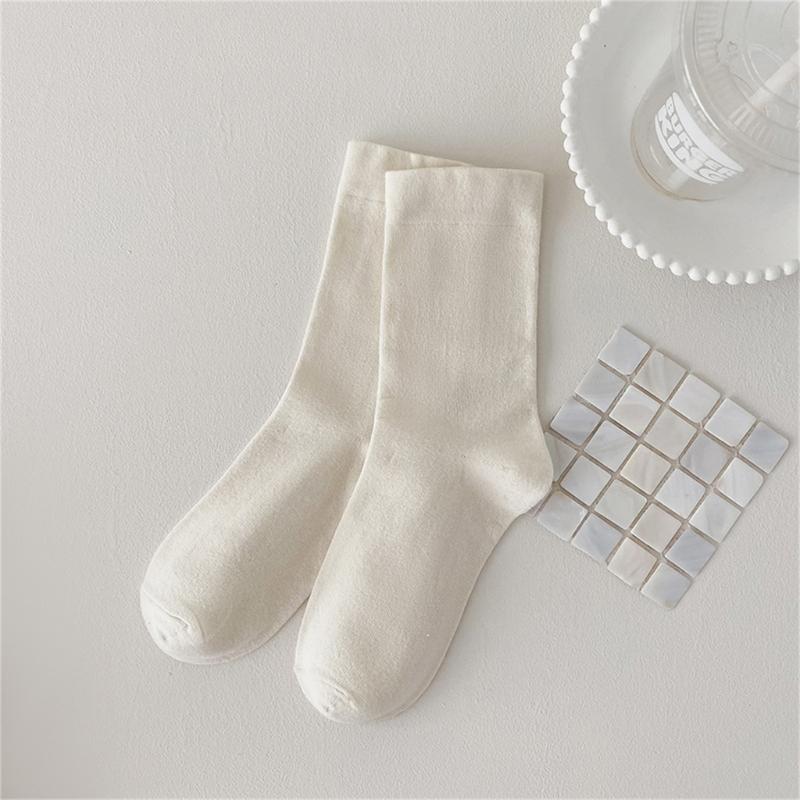 Women Girls Summer Spring Casual Cotton Slouch Crew Socks Japanese Style Solid Color Ice Silk Cooling Middle Tube Socks