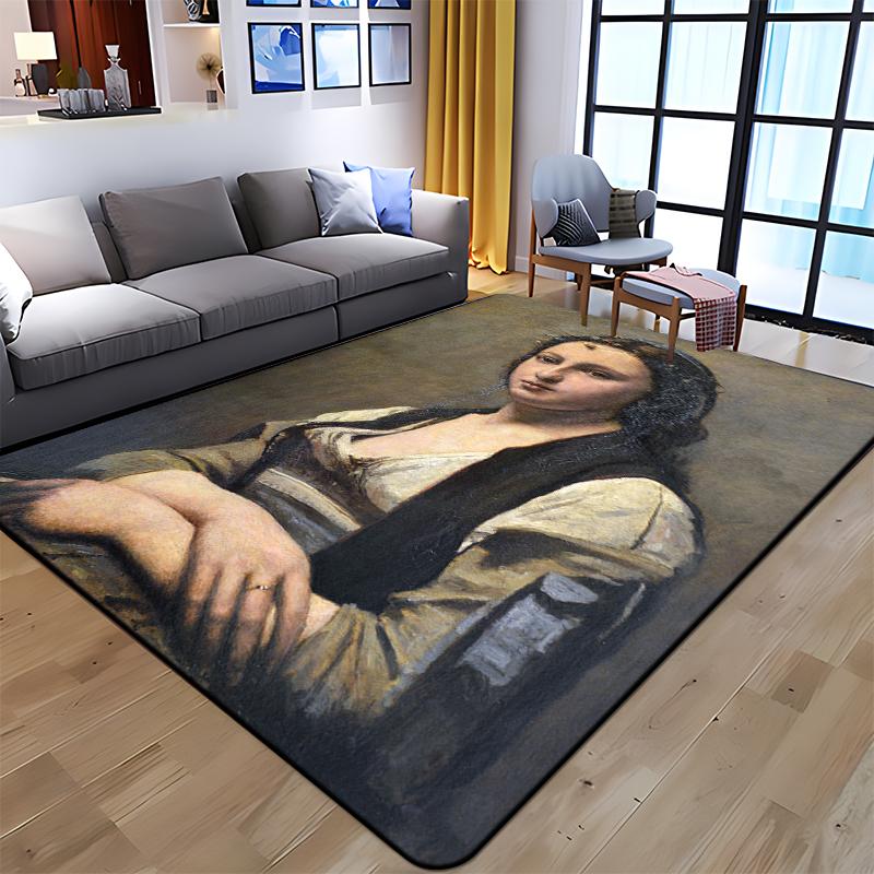 Famous Art Printed Oil Painting Carpet for Living Room Rugs Camping Stranger Things Picnic Mats Anti-Slip E-sports Rug Yoga Mat