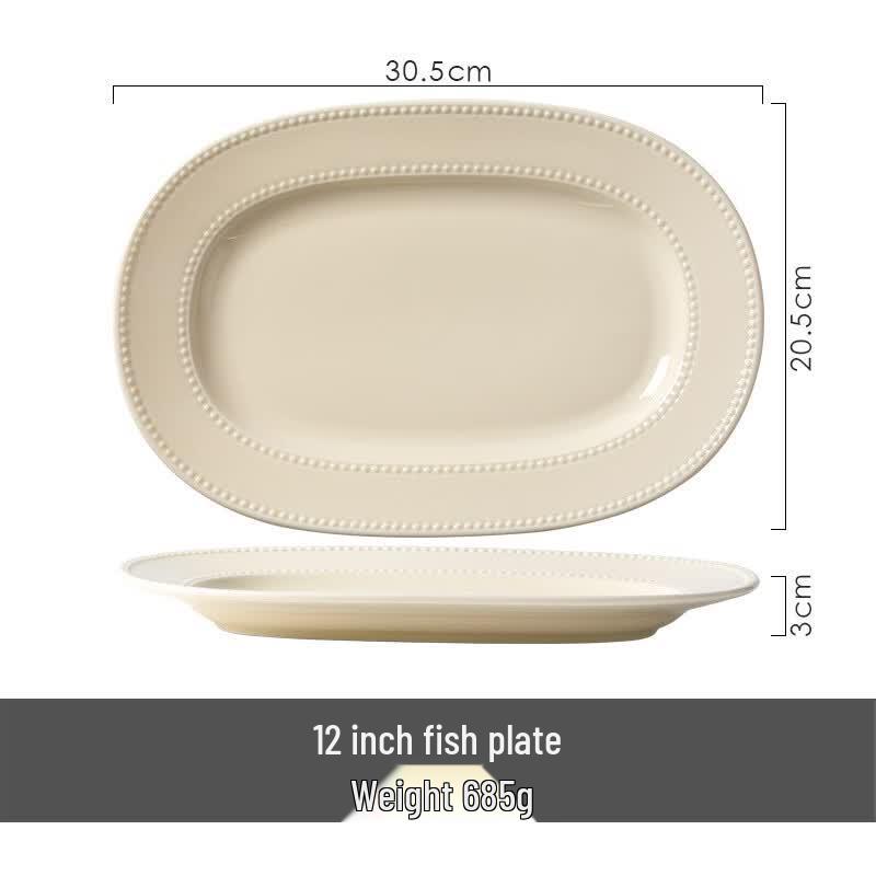 Ru Han Simple Style Ceramic Fish Plate