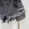 2026 Women's High-Waisted White Denim Fringed Shorts: Stylish A-line Summer Hot Pants