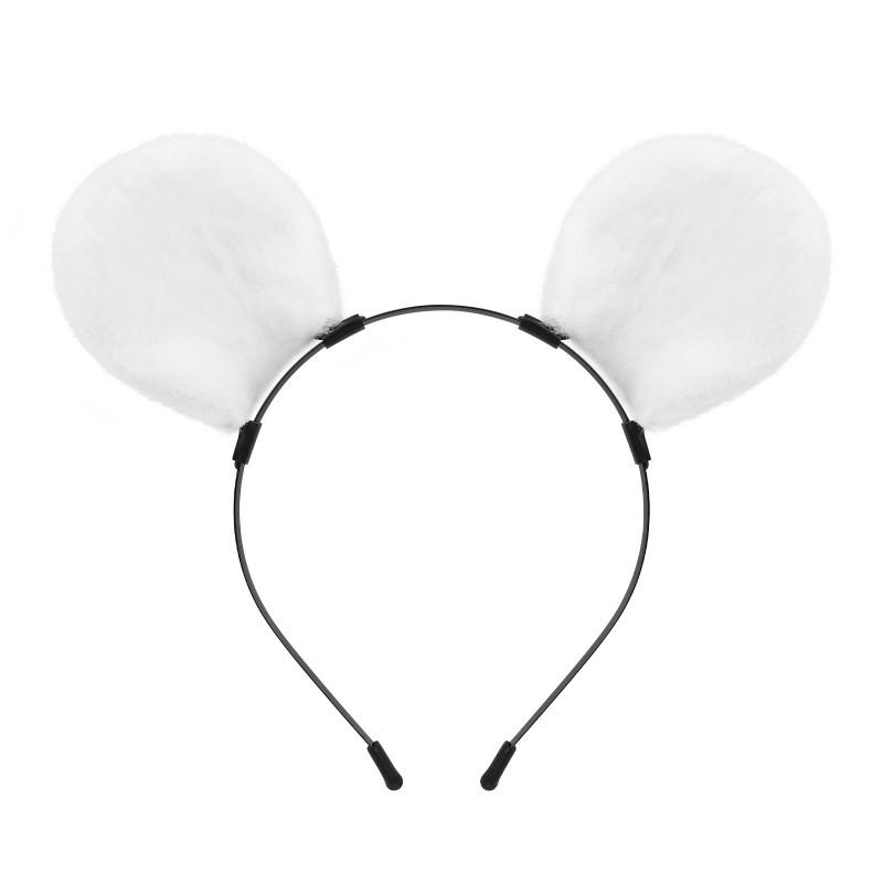 Handmade Plush Mouse Ears Headband With Tail Set Cosplay Animal Ear Costume Accessory Halloween Party