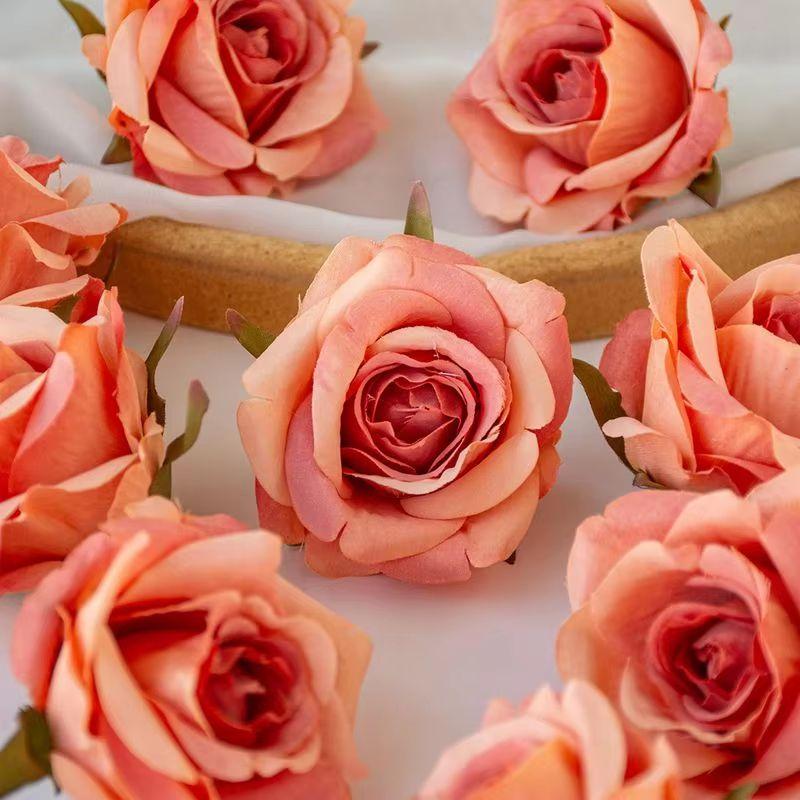 

50/100pcs Artificial Flower Silk Rose Outdoor garden Arch Home Christmas Wreath Wedding bridal bouquet Wall Decoration Diy gift 50pcs