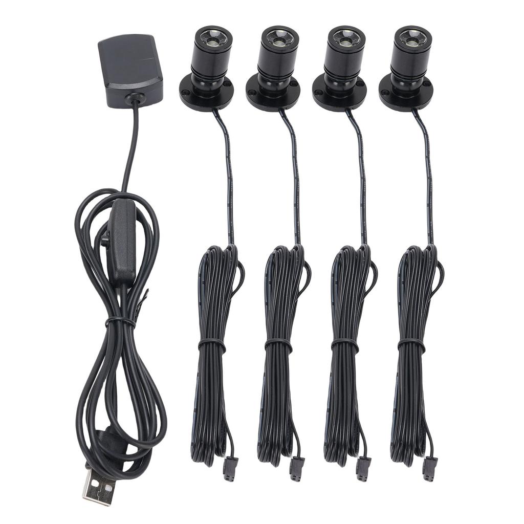 4PCS Mini Spotlight 90LM USB 360 Degree Rotating Indoor Spot Light Accent Light for Showcase Jewelry Cabinet Porch
