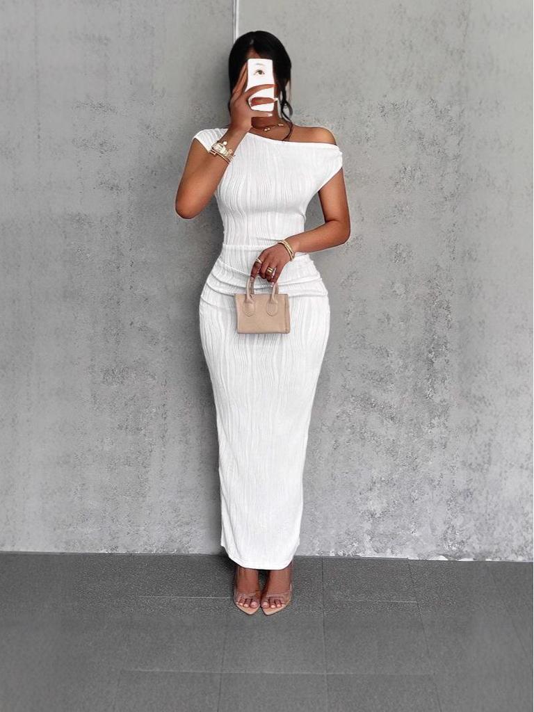 2025 Chic Water Ripple One-Shoulder Dress for Women