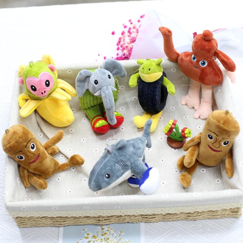 

Mountain and Sea Ceremonial Wooden Stick Man Doll Pendant Keychain Shark Doll Small Doll Banana Monkey Plush Toy 14cm-20cm