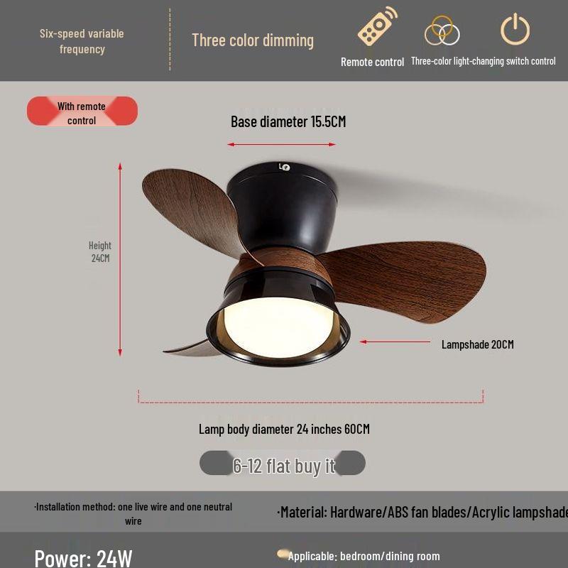 Walnut Chinese Style Ceiling Fan Light – Silent, Full Spectrum for Living Room and Bedroom