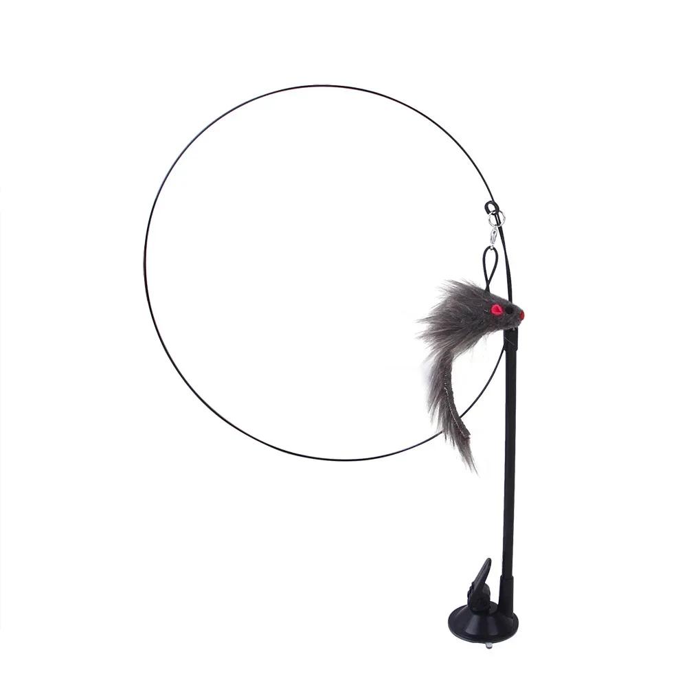 Interactive Cat Toy Handfree Cat Stick Playing Kitten Playing Teaser Wand Toy Suction Cup Bird/Feather Cat Wand Pet Supplies