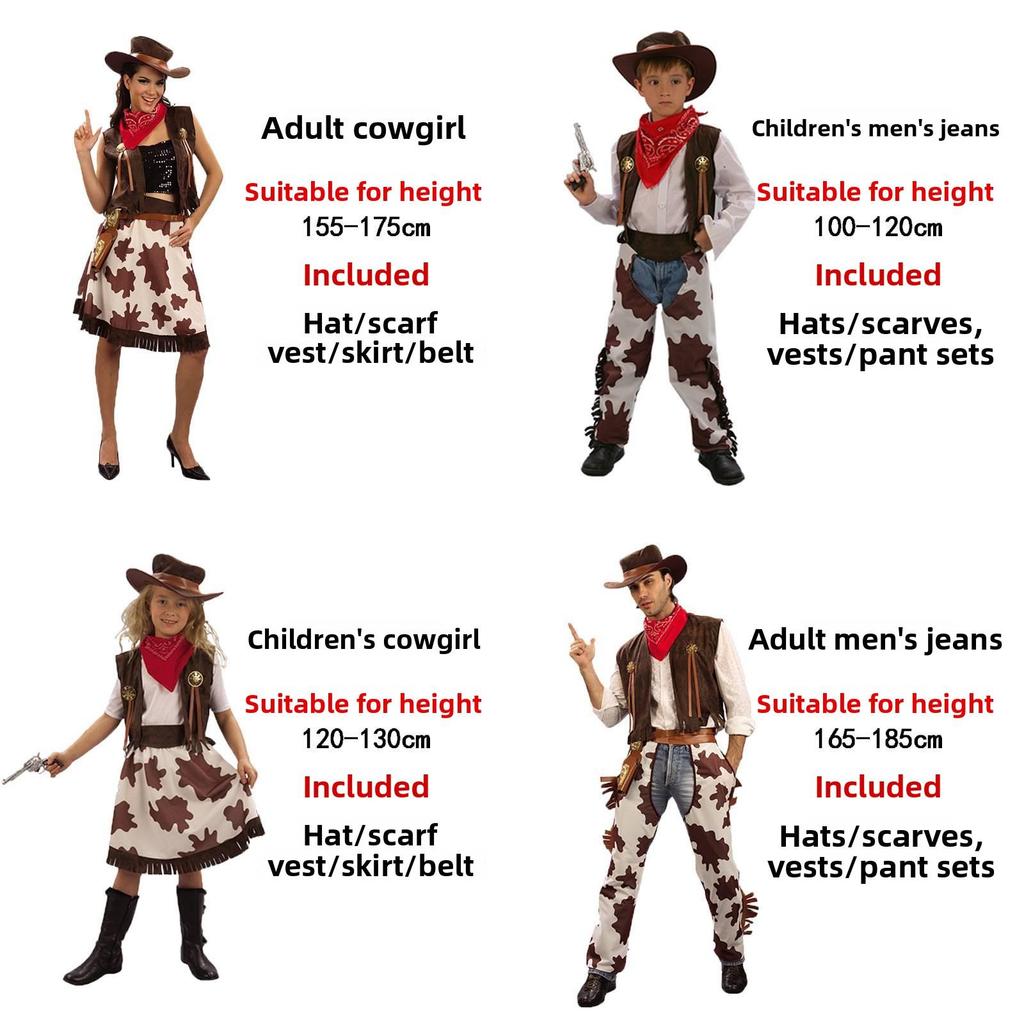 Stylish Western Cowboy Costume For Adults And Kids Perfect For Halloween Parties