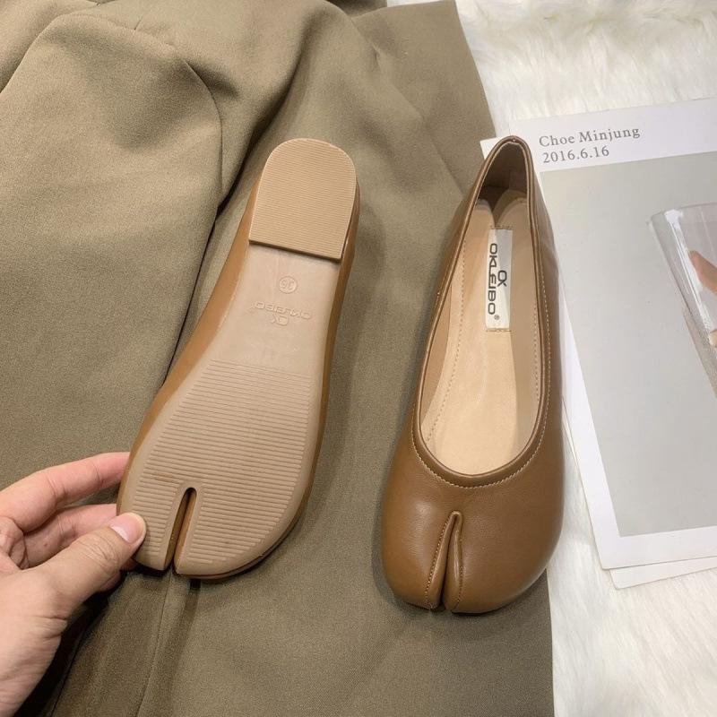 

Foreign trade pig s trotters shoes women s split-toed leather shoes Su Doudou shoes spring and autumn versatile fashion Xiaoxiangfeng soft-soled non-s 35 светло-коричневого