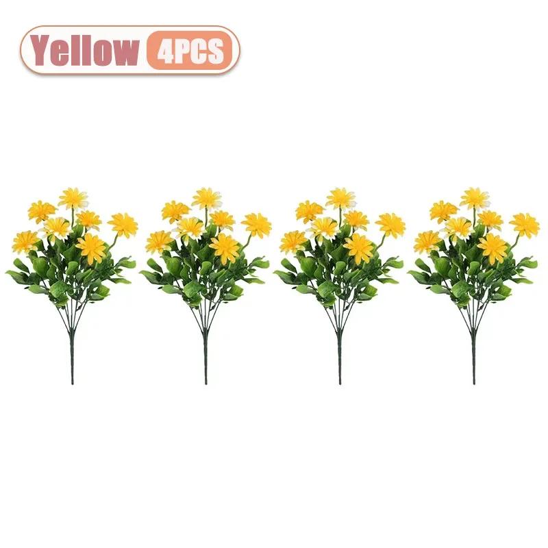 2-8PCS Artificial Plastic Chrysanthemum Faux Daisy Outdoor Faux Flowers Fence Decor Fake Plants Exterior Home Decoration