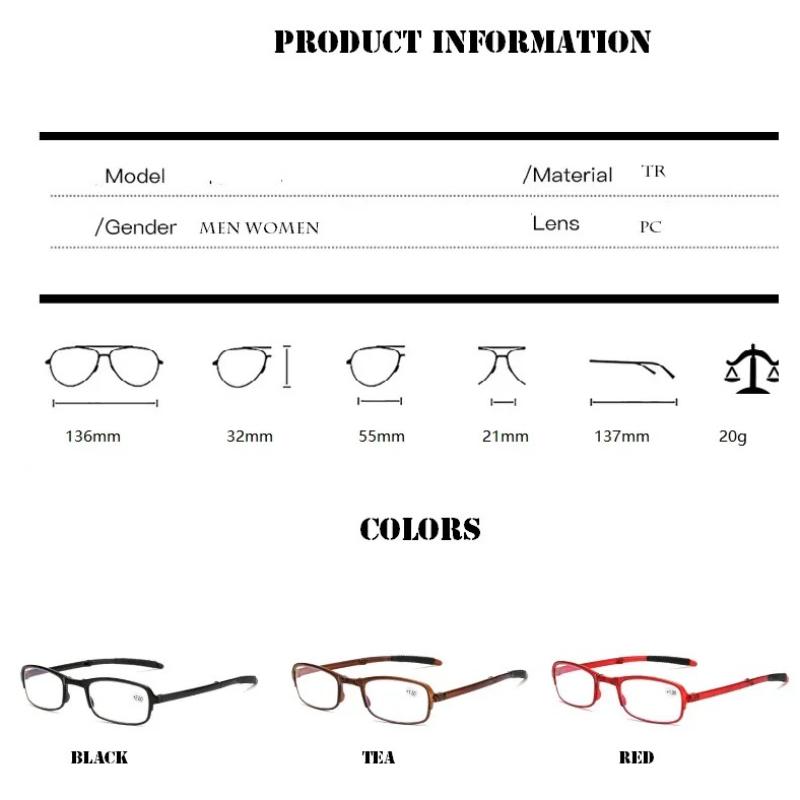 Anti Blue Light Women'S Presbyopia Glasses Portable Men'S  Eyewears Ultra Light Fashionable Folding Reading Glasses +3.5+4.0