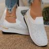 Fashion Women Wedges Platform Sneakers Autumn Fashion Round Toe Casual Sports Slip-on Shoes Woman Non Slip Vulcanized Shoes Plus Size 44