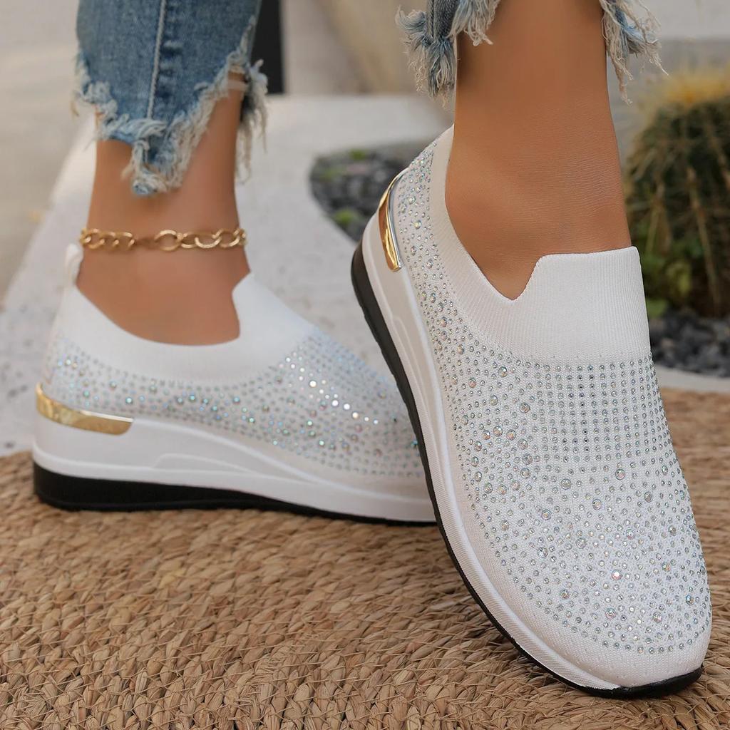 Fashion Women Wedges Platform Sneakers Autumn Fashion Round Toe Casual Sports Slip-on Shoes Woman Non Slip Vulcanized Shoes Plus Size 44