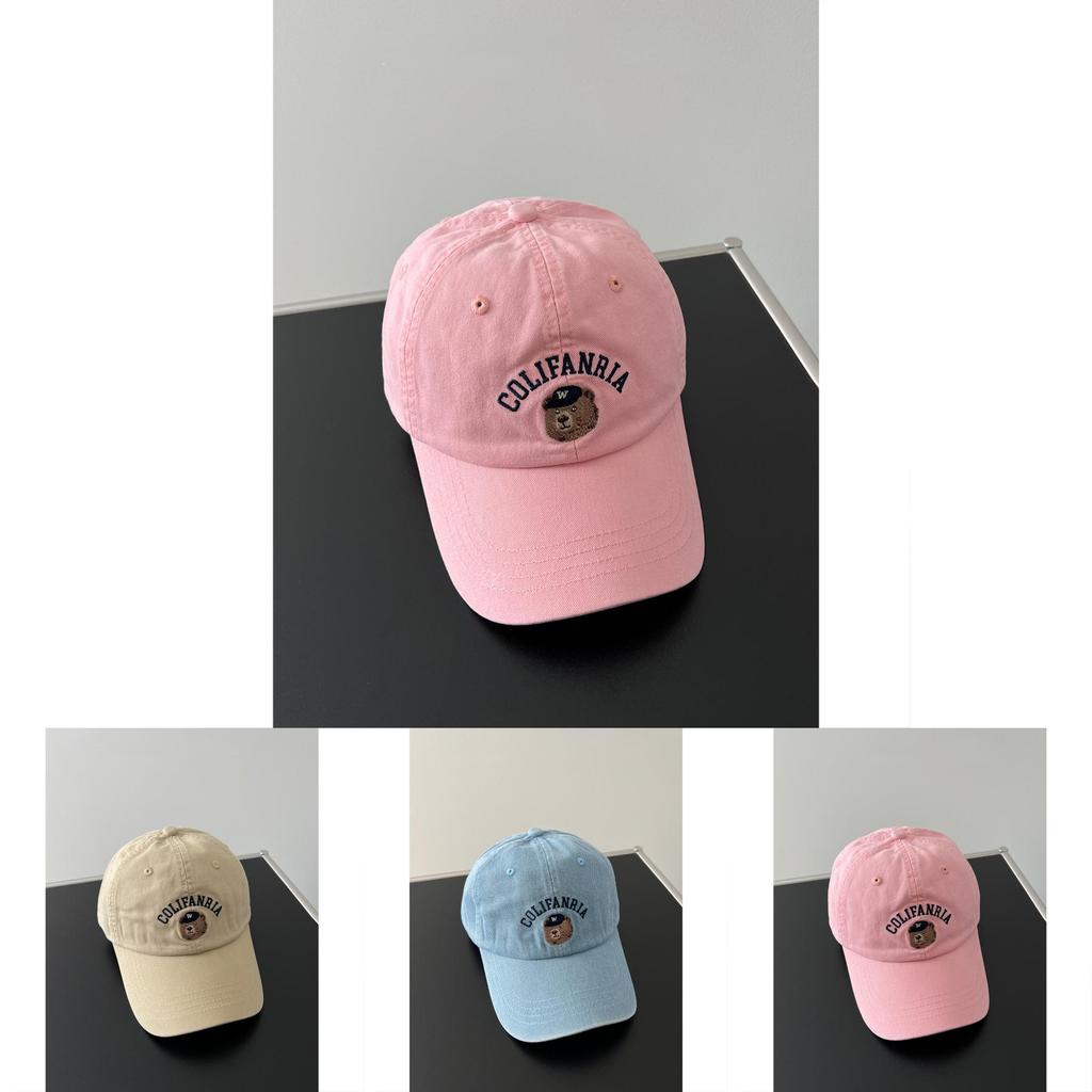 Colifanria Bear Embroidered Cotton Baseball Hat With Adjustable Fit For Sun Protection And Fashion
