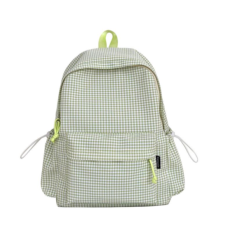Cross-Border High-Value Soft Plaid Backpack for Girls - Large Capacity for Middle, High School, & College Students