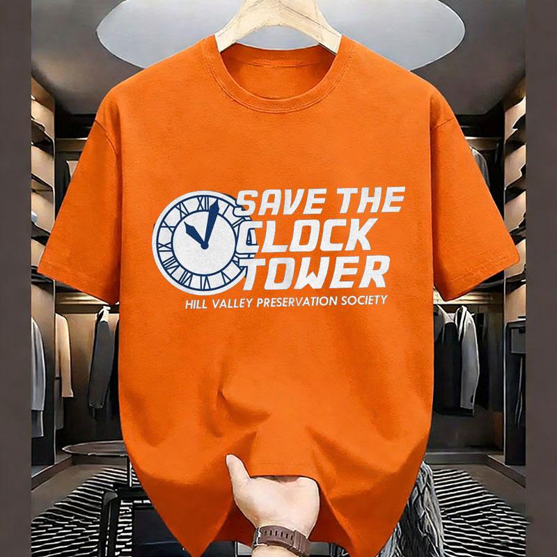 Save The Clock Tower T Shirt Funny Vintage Graphic Camisetas 80s 90s Tee Cool Saying Retro Clock Short Sleeved Gothic Clothing S разноцветный