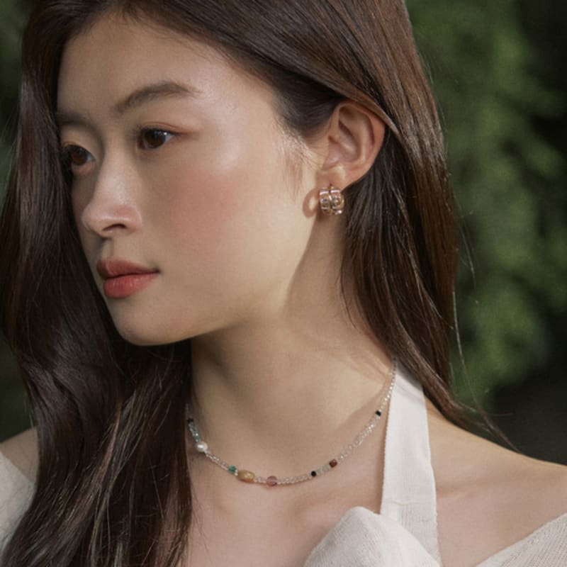 ADAUL Acrylic gold line ring earring - 2color