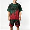 Summer Gothic Style Vintage Skull Cross Printed Round Neck Short Sleeved T-Shirt And Shorts Set Men's and Women's T-shirt Shorts Set