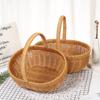 Handmade Bamboo Flower Basket Long Handle Fruit Storage Bin  Kitchen Accessories