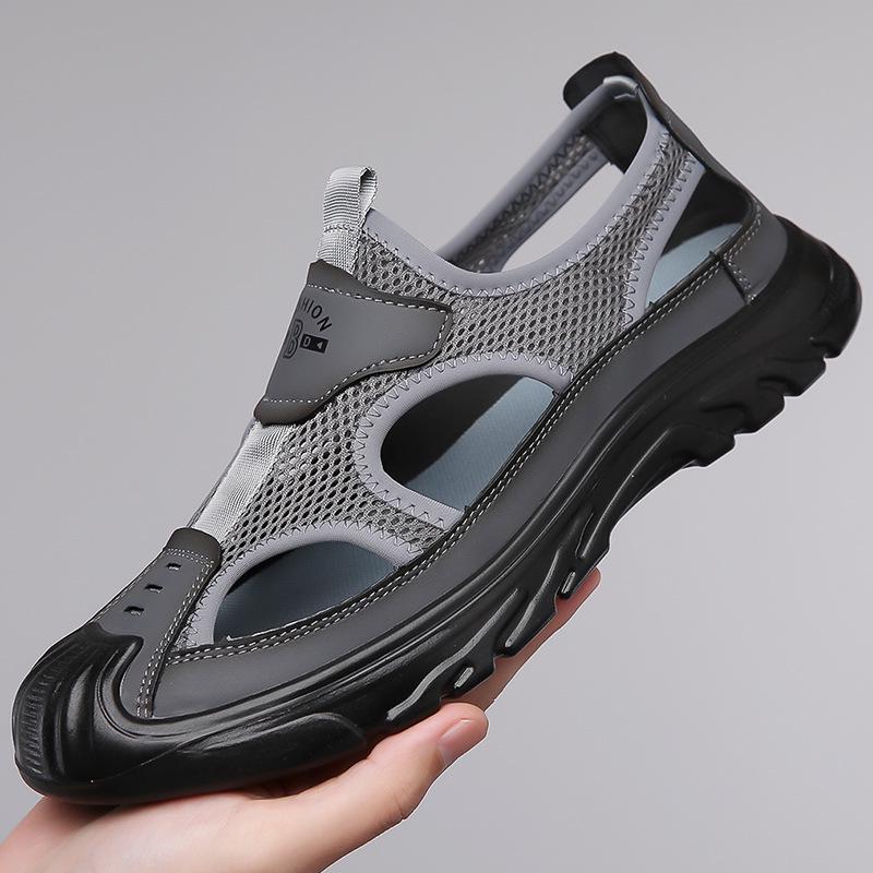 Men s 2024 Breathable Mesh Closed-Toe Sandals – Non-slip Casual Beach  Outdoor Driving Shoes 44