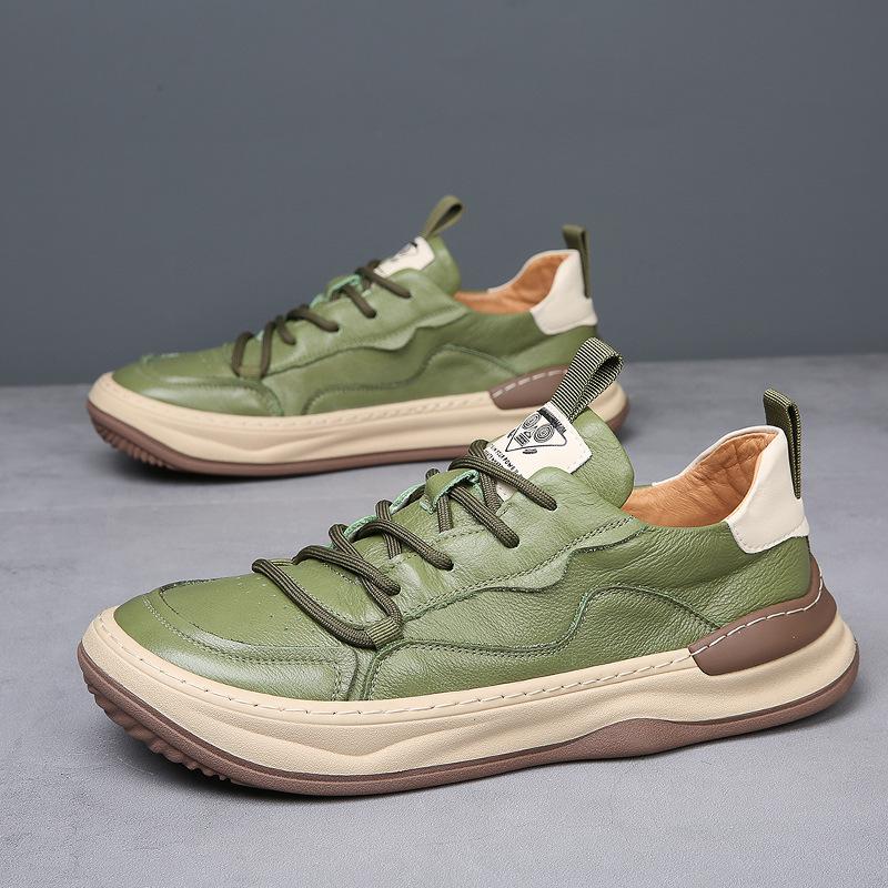 New Leather Men's Shoes Spring Breathable Crooked Clown Shoes Trend Versatile Hollow Casual White Shoes Men's Board Shoes