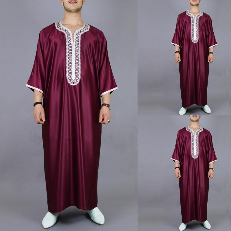 Traditional Muslim Clothing Men Saudi Arab Kaftan Middle East Jubba Thobe Gift
