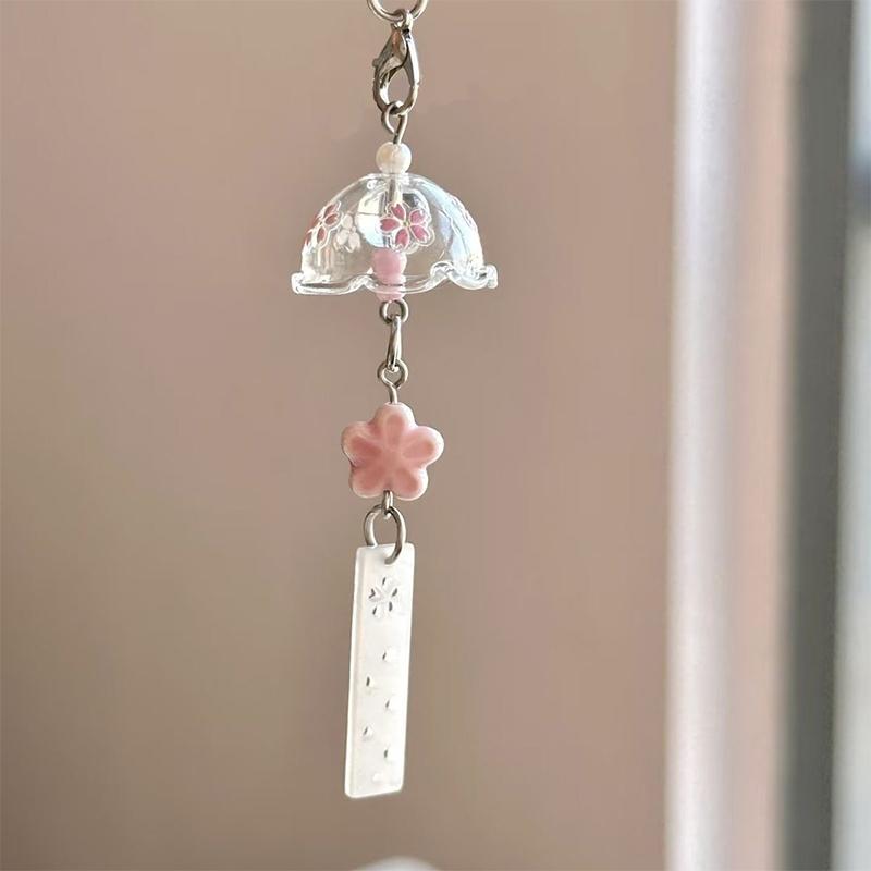 Transparent Keychain Cute Wind Chime Pendant Keyring Mobile Phone Lanyard Kawaii Bag Decorative Accessories Home Decorations