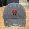 Bad Bunny Style Baseball Cap Hip Hop Rapper Red Love Heart Ripped Unconstructed Sun Protection Distressed Outdoor Sport Hat