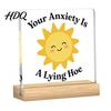 Warm Gift for Friends Motivational Mental Health Desktop Decoration Acrylic Sign with Wooden Stand Spiritual Support Office Desk Decor Inspirational