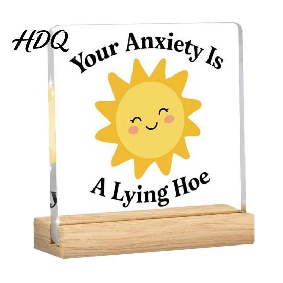 Warm Gift for Friends Motivational Mental Health Desktop Decoration Acrylic Sign with Wooden Stand Spiritual Support Office Desk Decor Inspirational