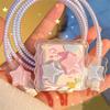 Kawaii Cute 3D Star Love Heart Wave Border Y2K USB Protector Cover for IPhone 18/20W Data Line Head Cord Fast Charging Case