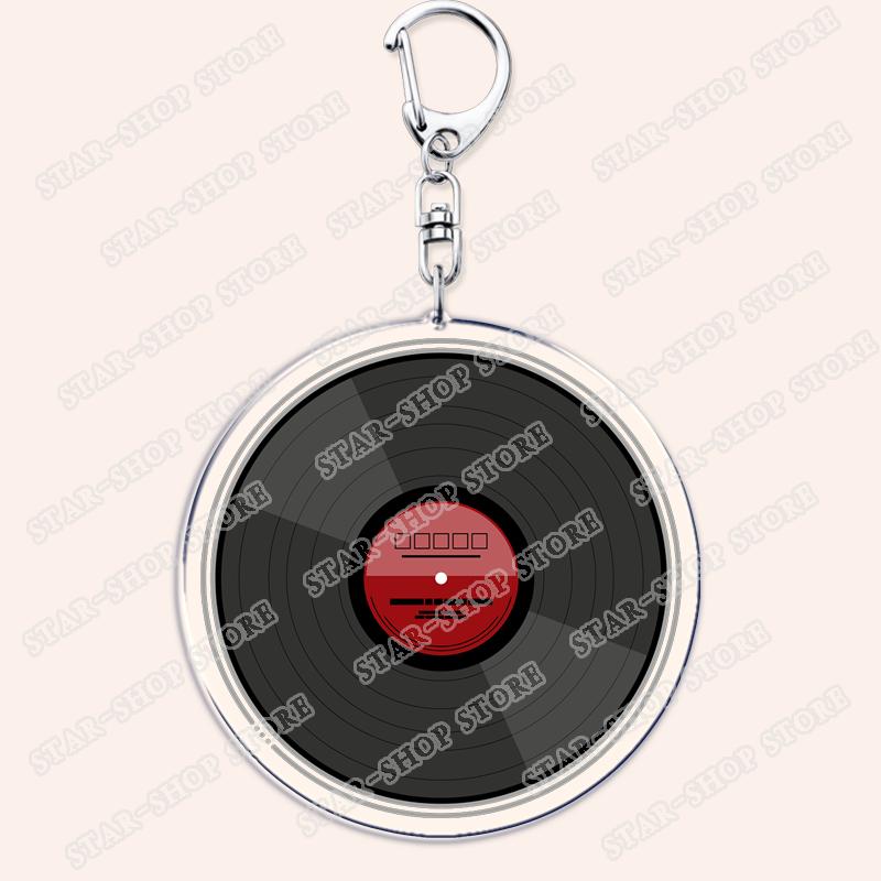 Aesthetic Indie Red Record Music Keychains for Women Accessories Bag Retro Vinyl Label Player Key Chain Fans Gifts Keyrings