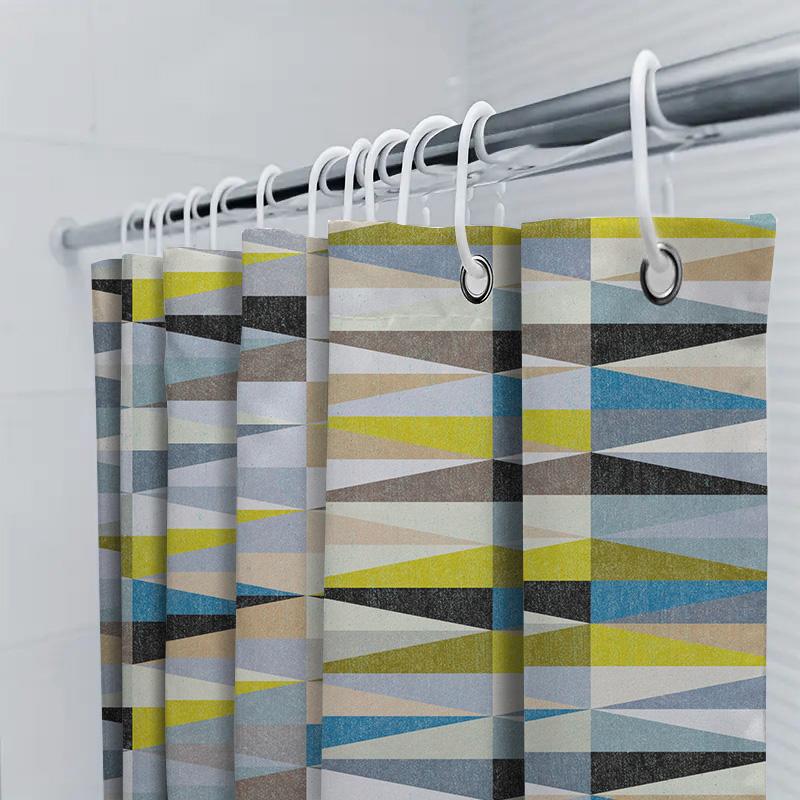 Modern Geometric Shower Curtain Waterproof Fabric Bathroom Decor For Home Decoration Blue Yellow White Black Gray Medium Size