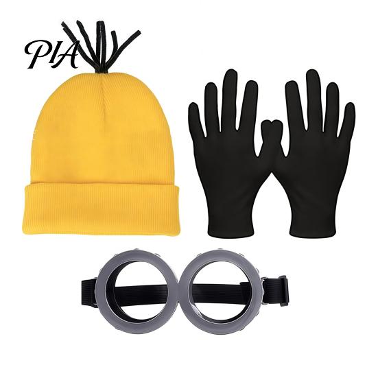 Funny Character Dress Up Sets Knit Hat Costume Set, Retro Round Glasses Suspenders Gloves, Halloween Party Themed Full Set Cosplay Accessories Kit for