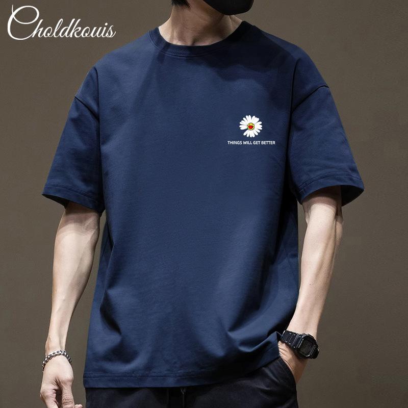 Simple T-shirt Men's print Summer Trendy Printed Cotton Short Sleeved Loose Trendy Breathable T-shirts