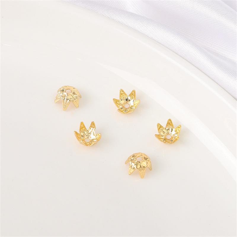 14K Gold Filled Flower Cap Bracelet DIY Jewelry Accessories with White Gold Beaded Spacers