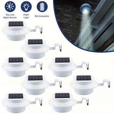 8 Packs of Solar Fence Lights, 3 LED Fence Gutter Lights, Garden Landscape Lighting Dark Car Lights, Solar Lights To Illuminate Your Garden