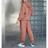 Autumn and Winter Solid Color Women's Clothing, Hooded Long Sleeved Patch Pocket Casual Pants Home Two-piece Set