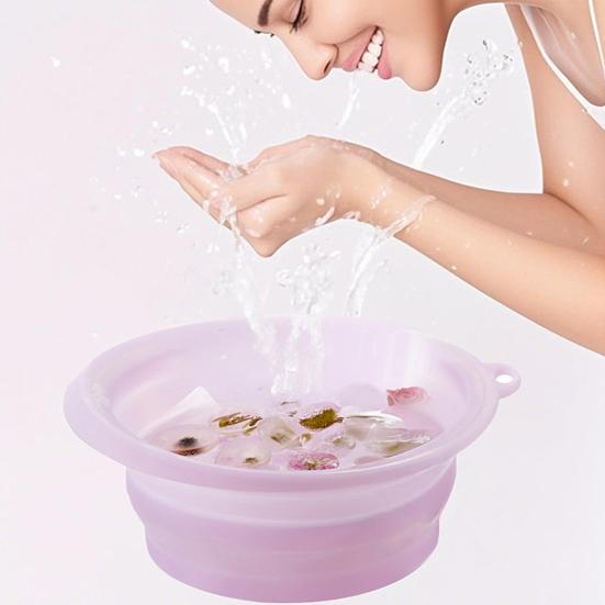 Face Ice Bath Bowl Collapsible Silicone Face Skincare Bowl with Built-in