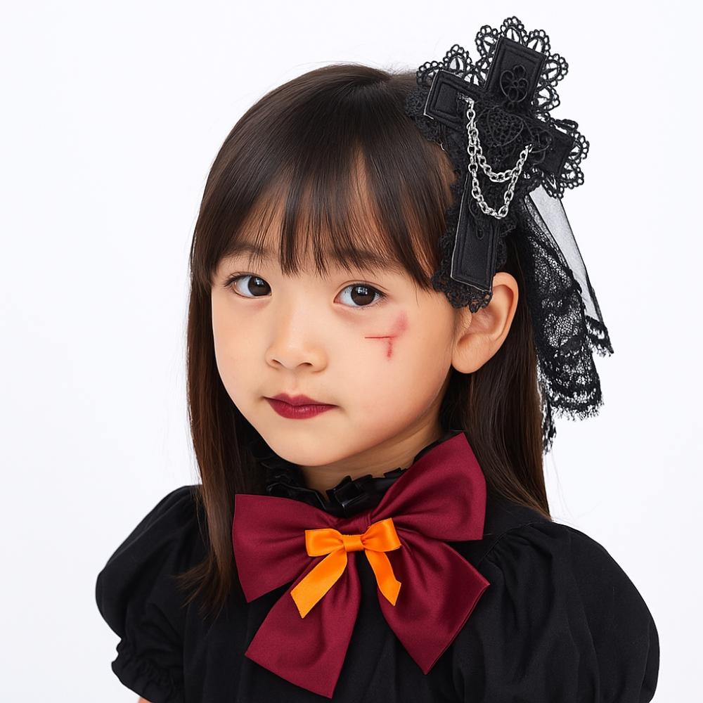 Subculture Lace Crosses Hair Clip Lolita Punk Gothic Hairpin Halloween