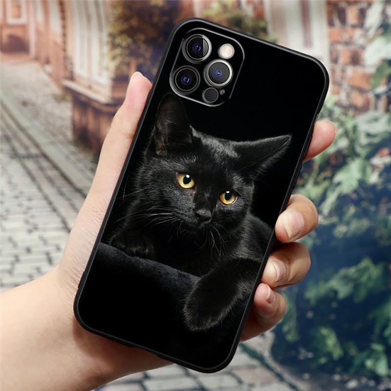 Black Cats Cute cat Hello Phone Case For Apple iPhone 16 15 14 13 12 11 Pro Max XR XS Max 7 8 Plus SE2 Back Cover Silicone Cases