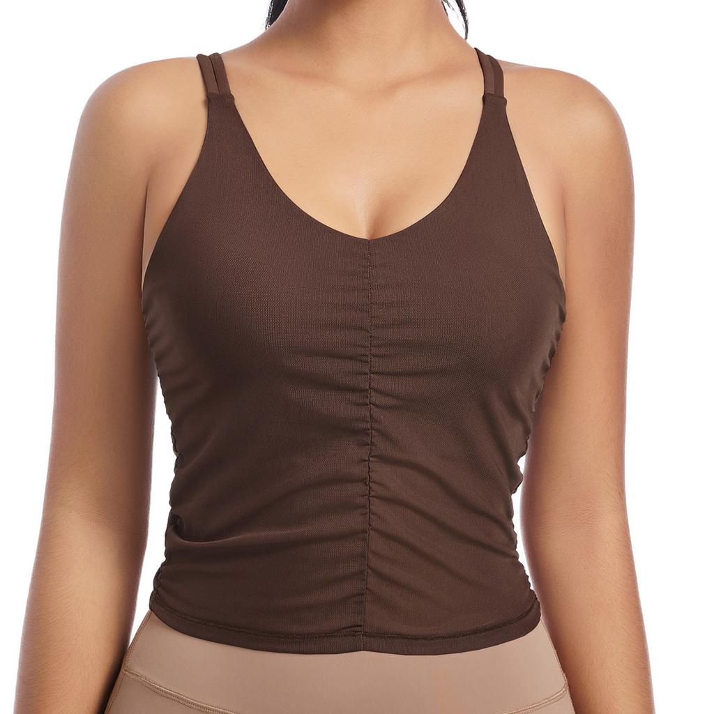 New Yoga Camisole, Beautiful Back, Sports Running, Fitness, Breathable Pleated Vest, Quick Drying Fitness Suit, Slim Fit Top For Women