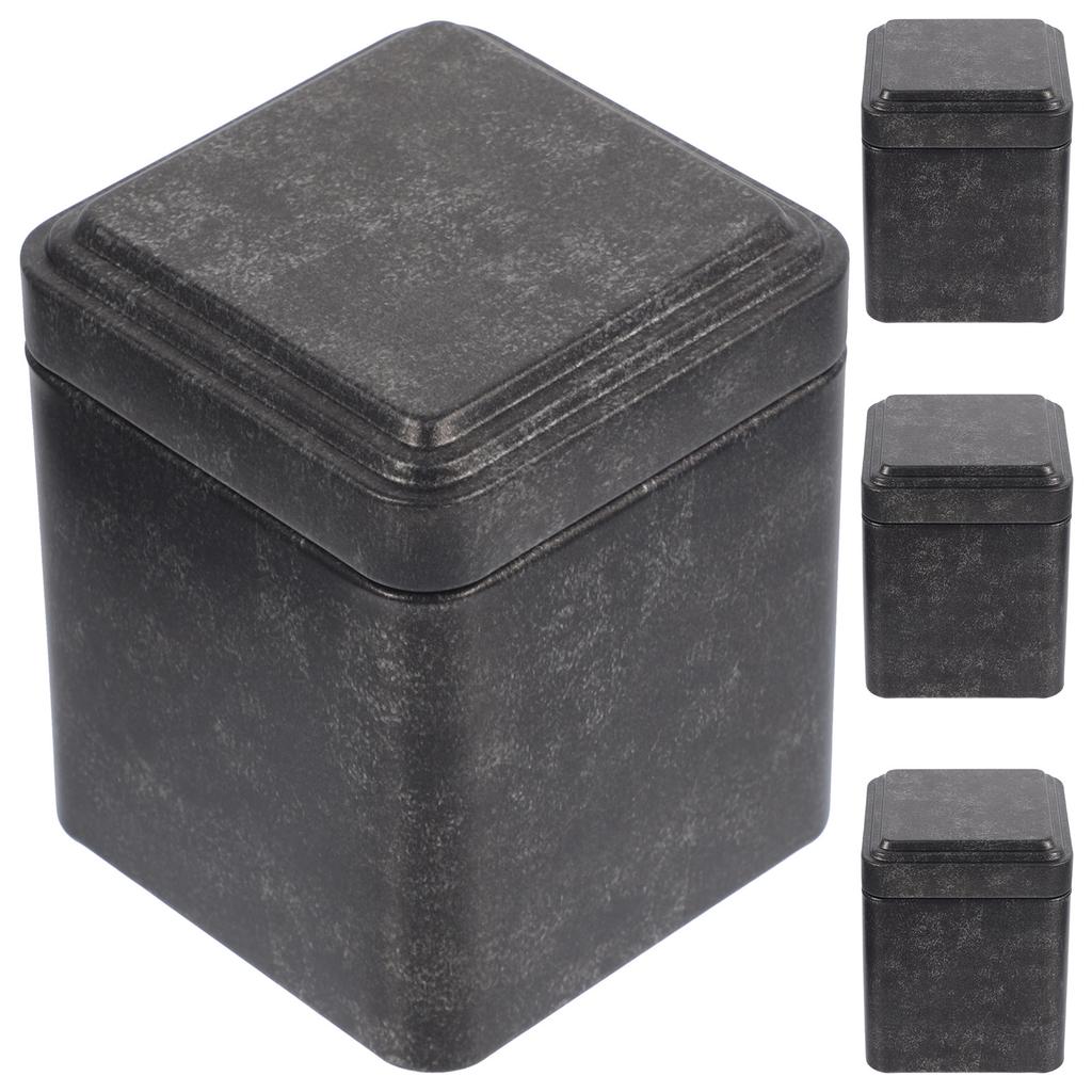 4Pcs Elegant Tinplate Canister Set Tea Jar Coffee Sugar Container Candy Storage Jar with Smooth Finish and Polished Lid for Home