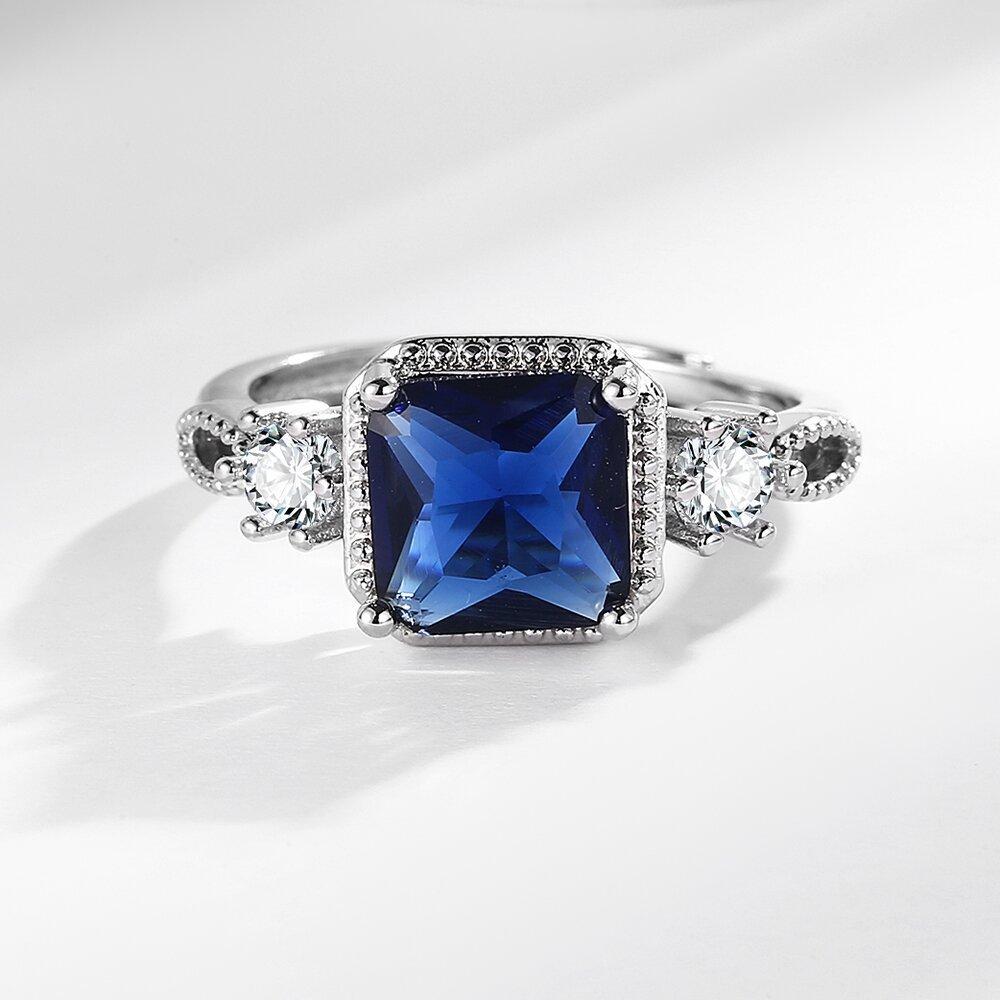 

Sugar Cube 2 Carat Color Imitation Paraiba Ring Women S Plated Hand Jewelry Premium Durable Quality Useful Practical