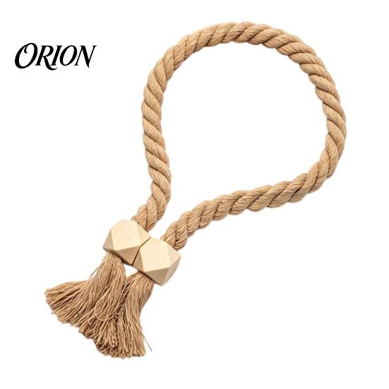 Reusable Magnetic Tiebacks 1Pc Boho Curtain Tieback, Twisted Rope Wooden Bead Quick Secure Ties Holders, Decorative Drapery Holdbacks for Bedroom