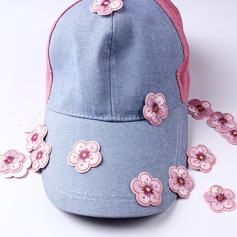Little Plum Blossom Self-Adhesive Embroidery Patch: Cute Decoration for Clothes, Hats, or Home Textiles