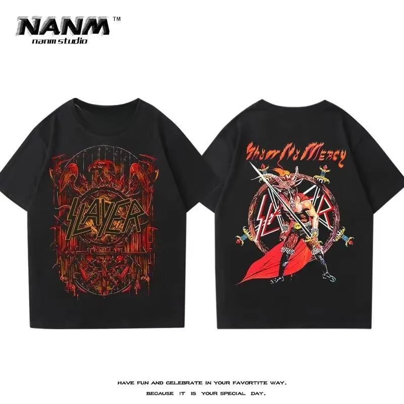Slayer Kapela Street Inspired Hip Hop Rock Metal Rap Street Culture Bavlna 2025 Tričko Volné Ležérní T Unisex Letní Topy Tričko